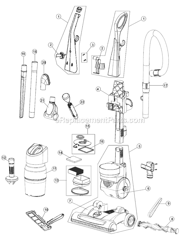 Page A Diagram and Parts List for UD40305  Dirt Devil Upright Vacuum